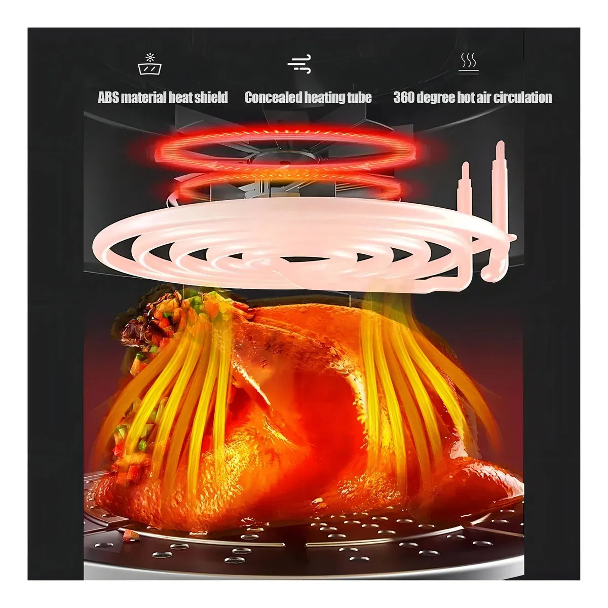 Freidora Aire Airfryer Digital 6 Litros Sin Aceite Color Negro, Verder, Rojo