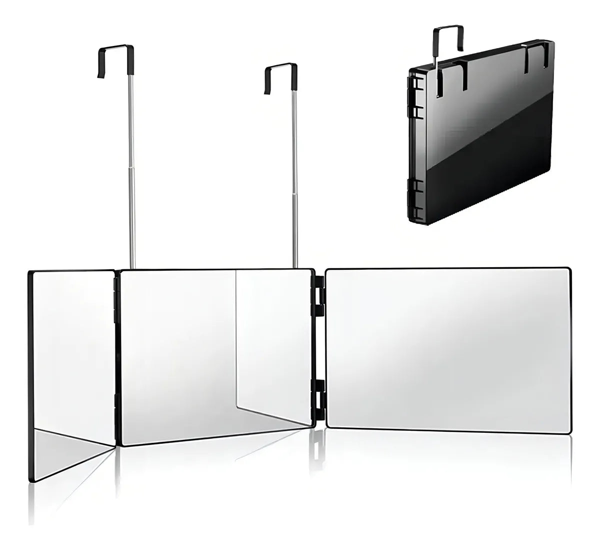 Espejo de 3 Vías Corte de Pelo Triple de 360° con Ganchos Marco Negro Starillo