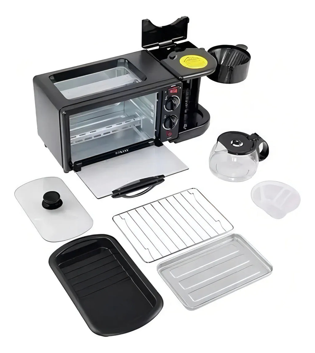 Maquina De Desayuno 3 En 1 Multinacional Horno Freír Color CAFETERA