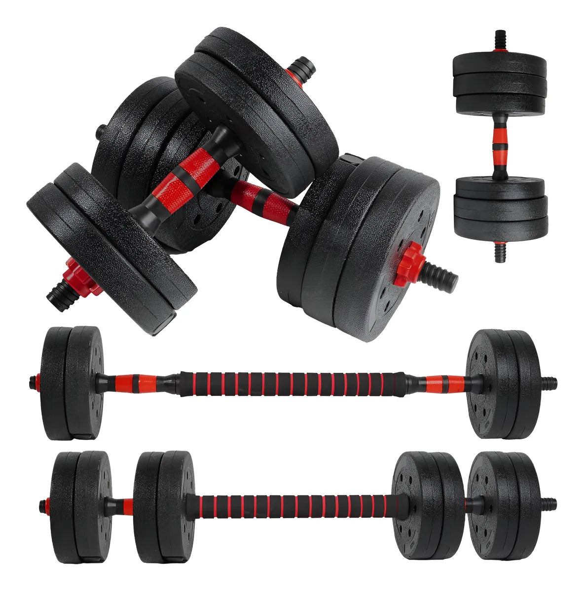 Set De Mancuernas Unibles De 20kg Con Barra De Extensión.