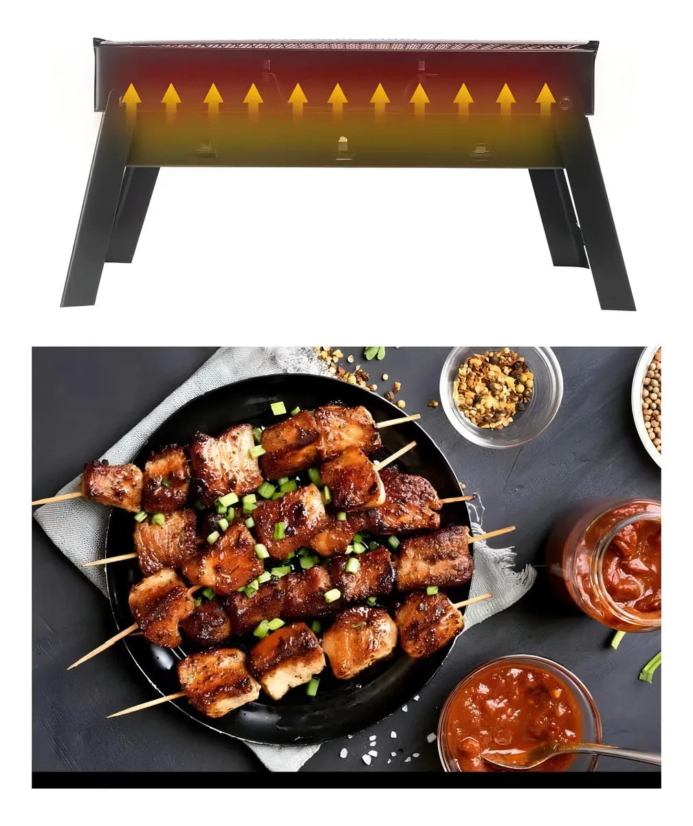 Mini Parrillera Portatil A Carbon Asados Mini Parrillera Color Negro