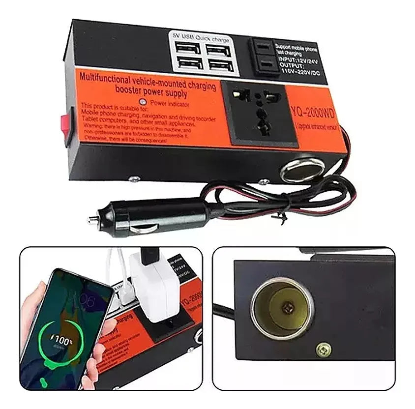 Inversor De Voltaje Auto Convertidor Corriente 12v 220v 1.5k