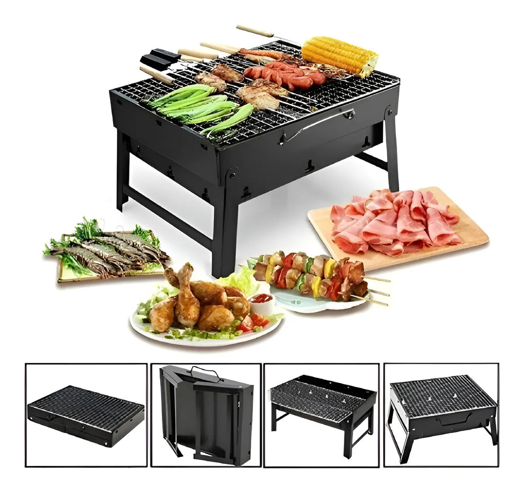 Mini Parrillera Portatil A Carbon Asados Mini Parrillera Color Negro