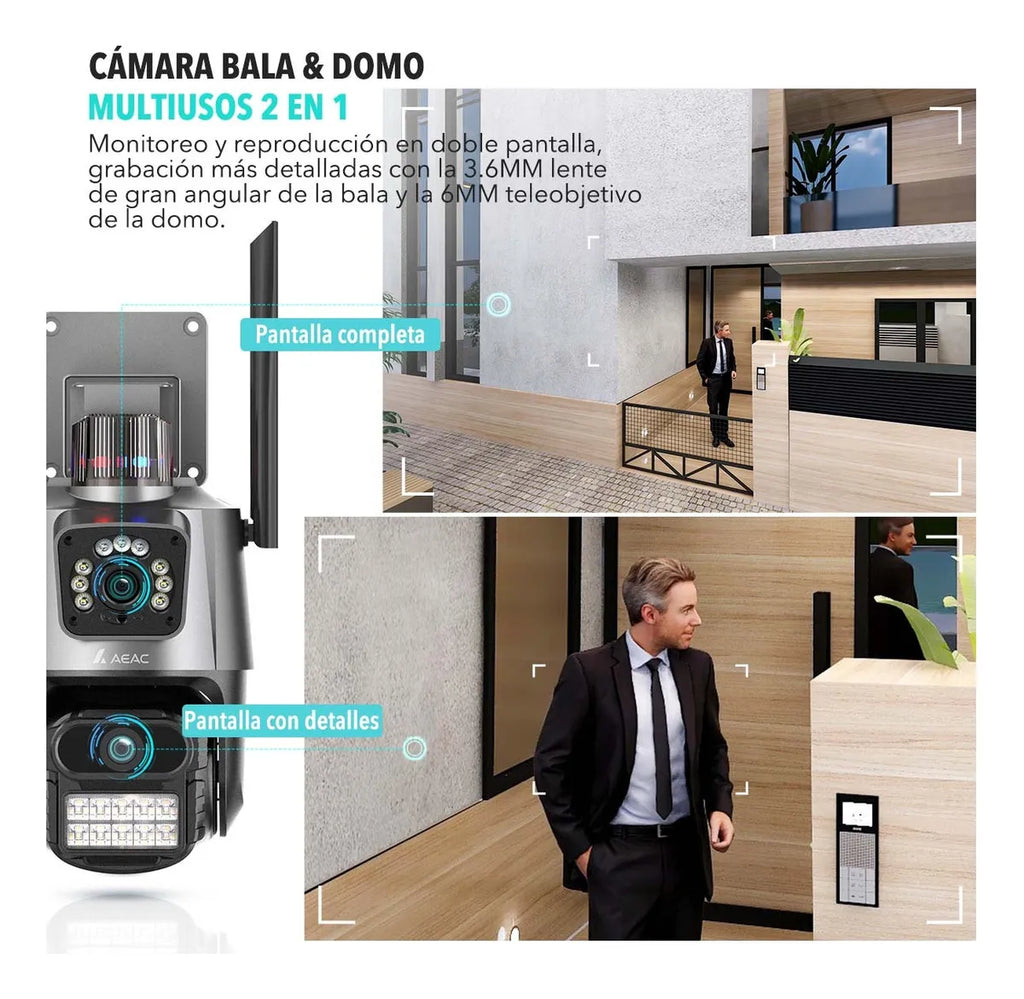 Camara Domo Doble Lente Full Hd 6mp Con Alarma App Icsee