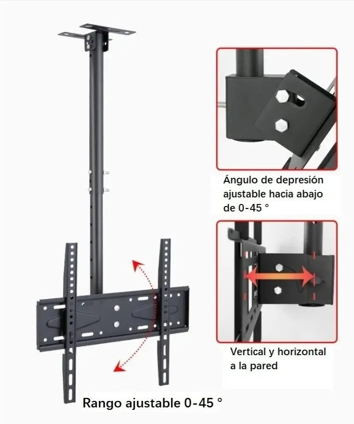 SOPORTE TV TECHO PARED AJUSTABLE 26 A 55 PULGADAS