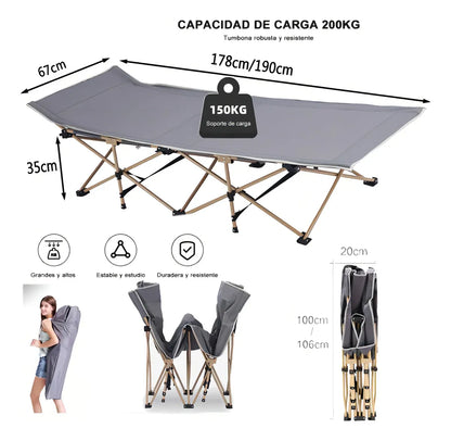 Cama Catre Plegable Resistente Reforzado 150kg + Bolso Camping