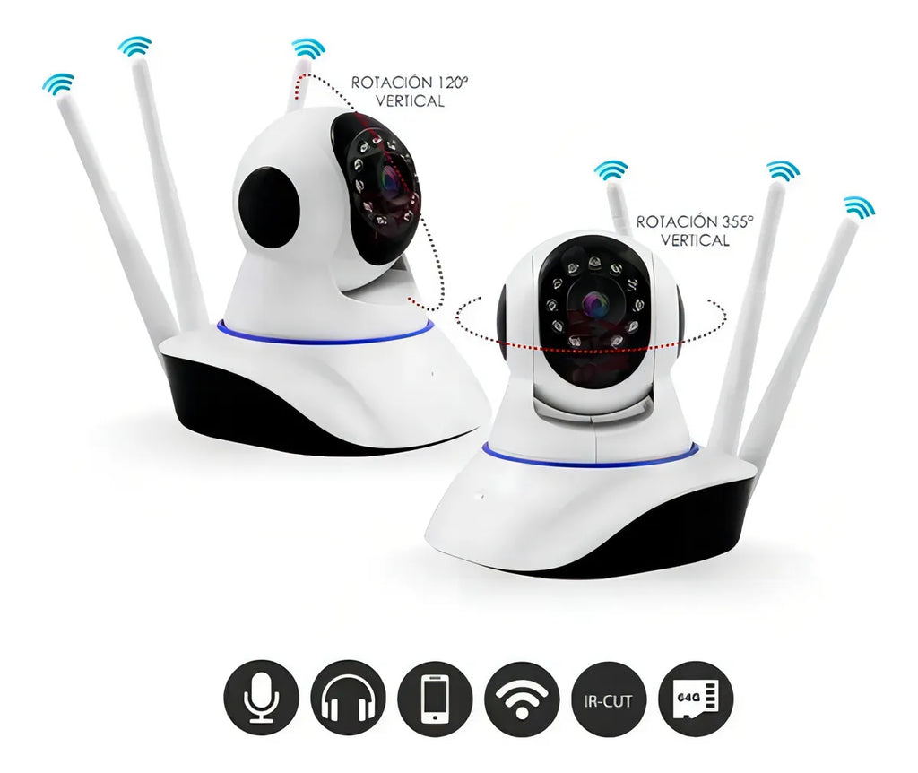 Camara Seguridad Wifi 3 Antenas Motorizada Alta Definicion Color Blanco