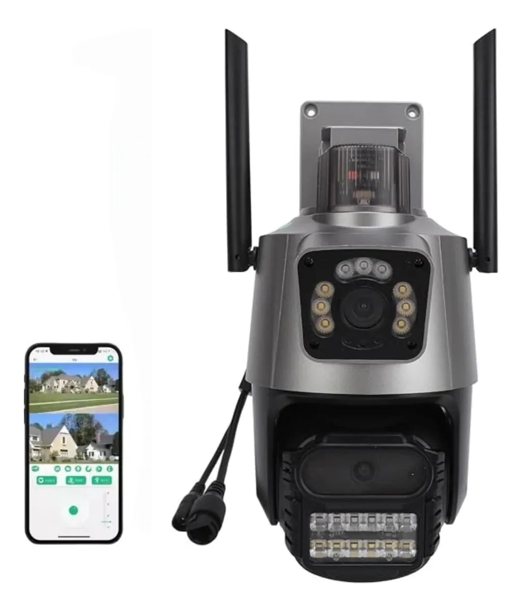 Camara de Seguridad Wifi Exterior 8Mp Doble Lente Alarma