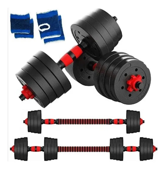 Set De Mancuernas Unibles De 20kg Con Barra De Extensión.