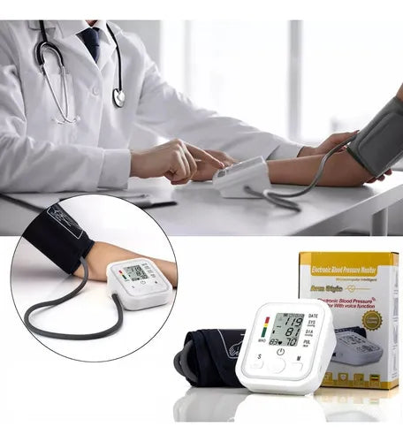 Tensiómetro Digital De Brazo Medidor Presion Arterial Pulso Color Blanco