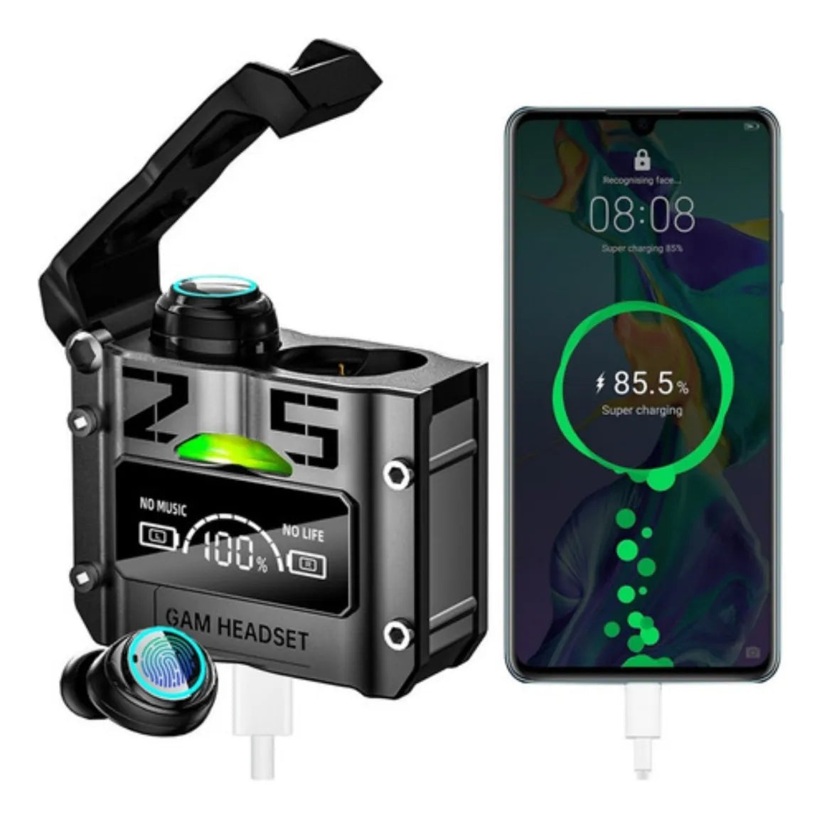 Auriculares Inalámbricos Bluetooth M25 Auriculares Con Reduc Color Negro