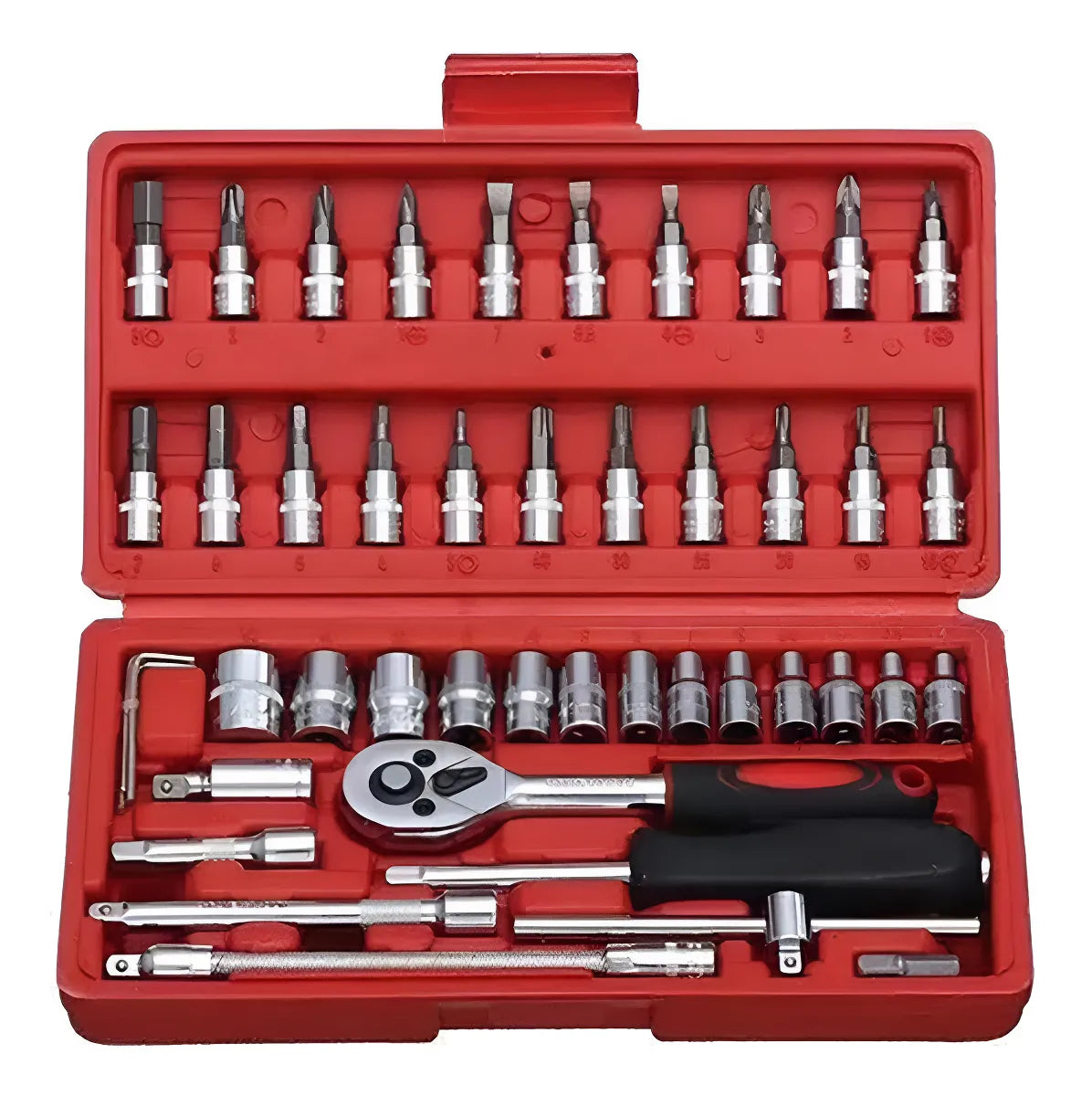 Set Caja Juego Herramienta Dados 46 Piezas Acero Carbono 1/4