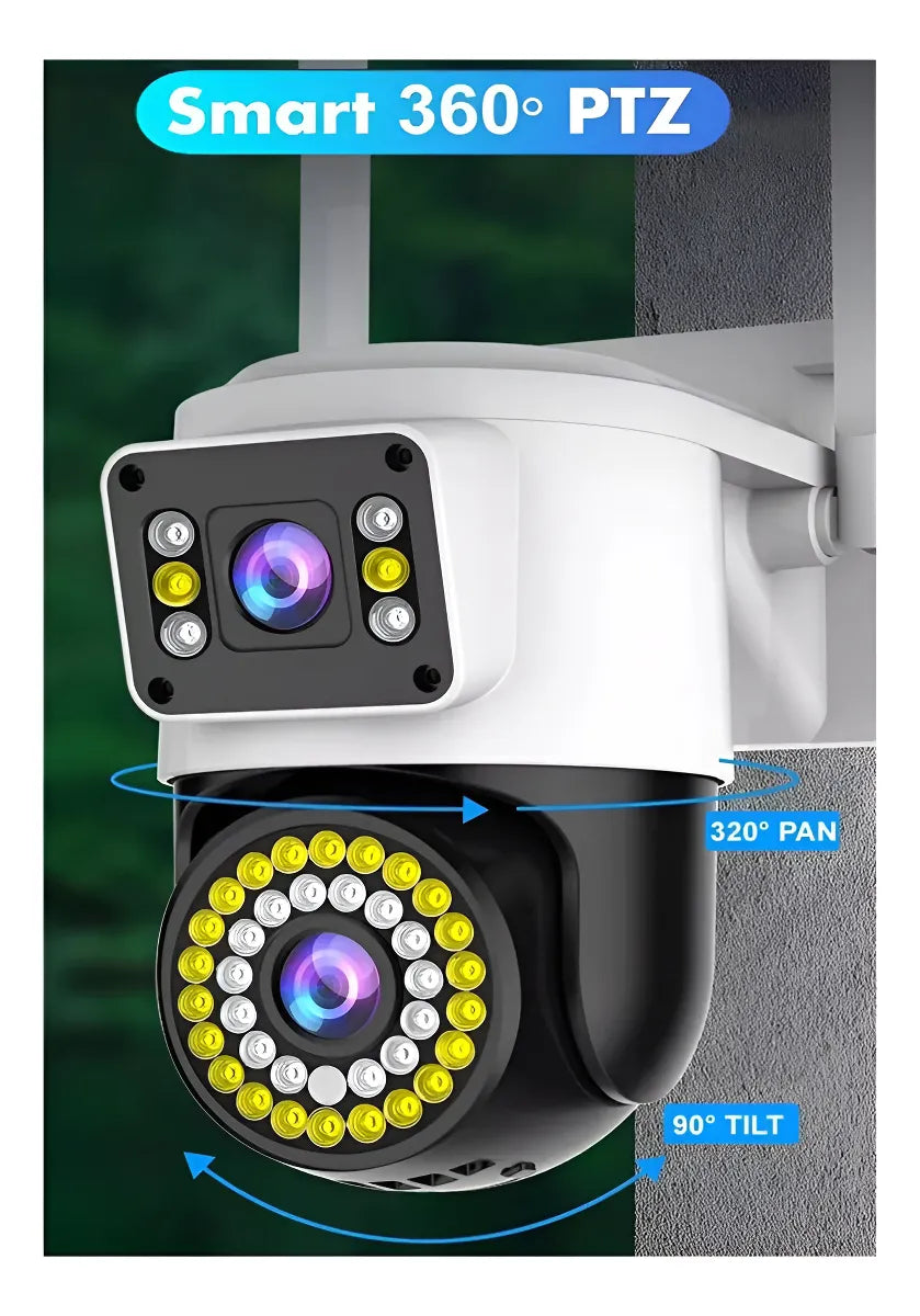 Cámara Wifi Seguridad Ip Exterior Doble Lente Wifi Exterior Blanco