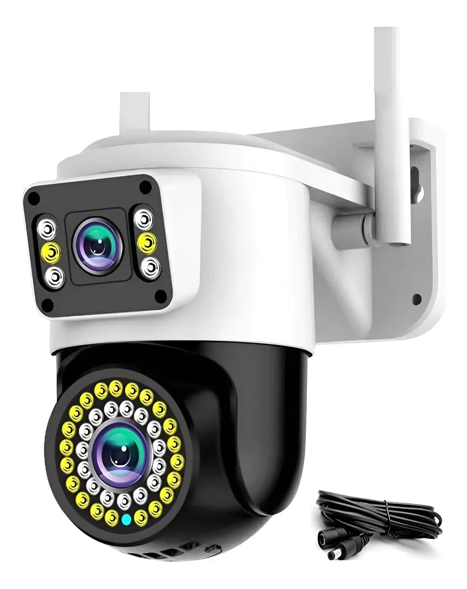 Cámara Wifi Seguridad Ip Exterior Doble Lente Wifi Exterior Blanco