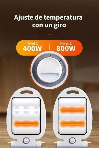 Calefactor Estufa Halógeno 800w Bajo Consumo Estufa Color Bl Blanco