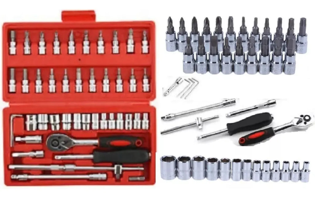 Set Caja Juego Herramienta Dados 46 Piezas Acero Carbono 1/4