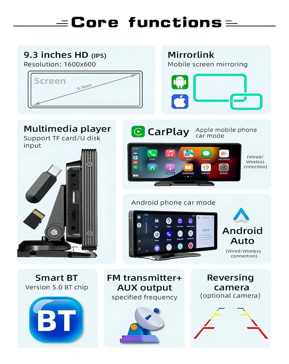 PANTALLA PORTATIL CARPLAY ANDROID AUTO 9"