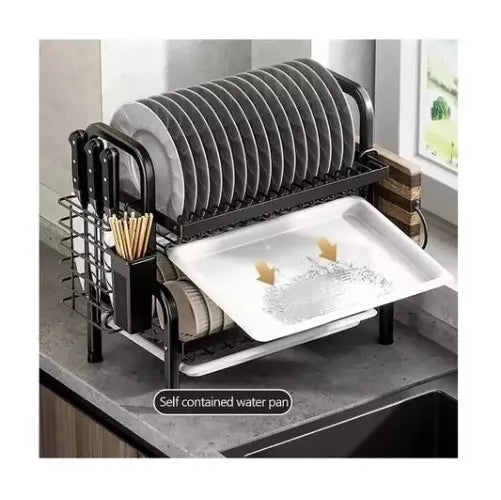 Escurridor Secador De Loza Platos 2 Niveles Metálico Negro