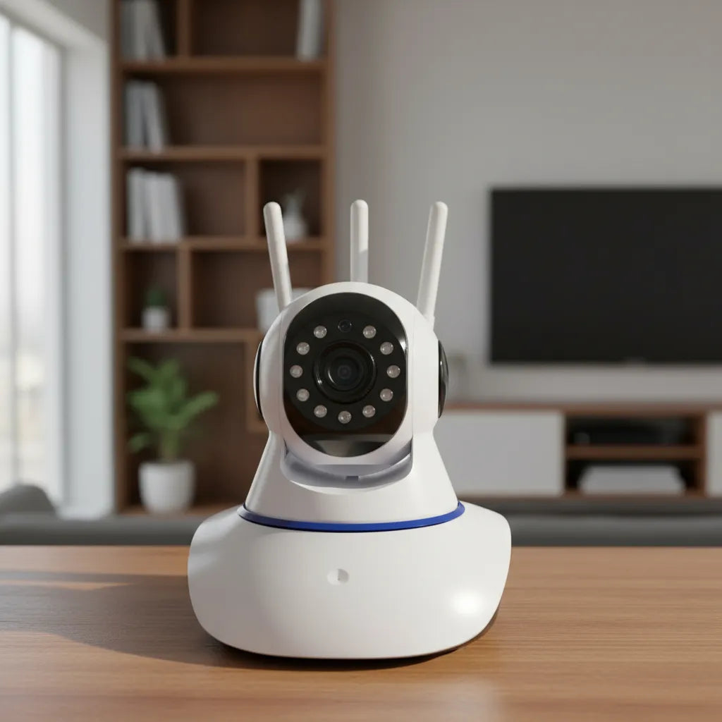 Camara Seguridad Wifi 3 Antenas Motorizada Alta Definicion Color Blanco