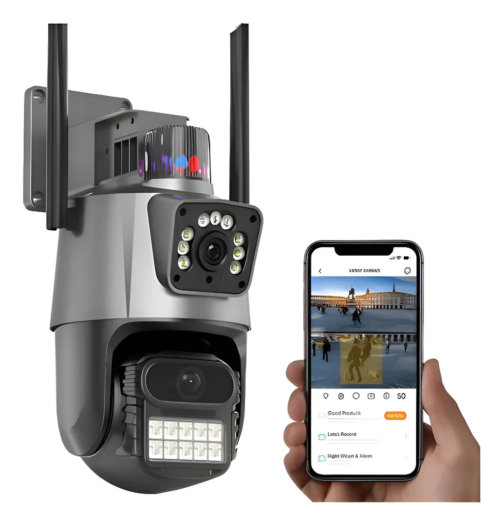 Camara de Seguridad Wifi Exterior 8Mp Doble Lente Alarma
