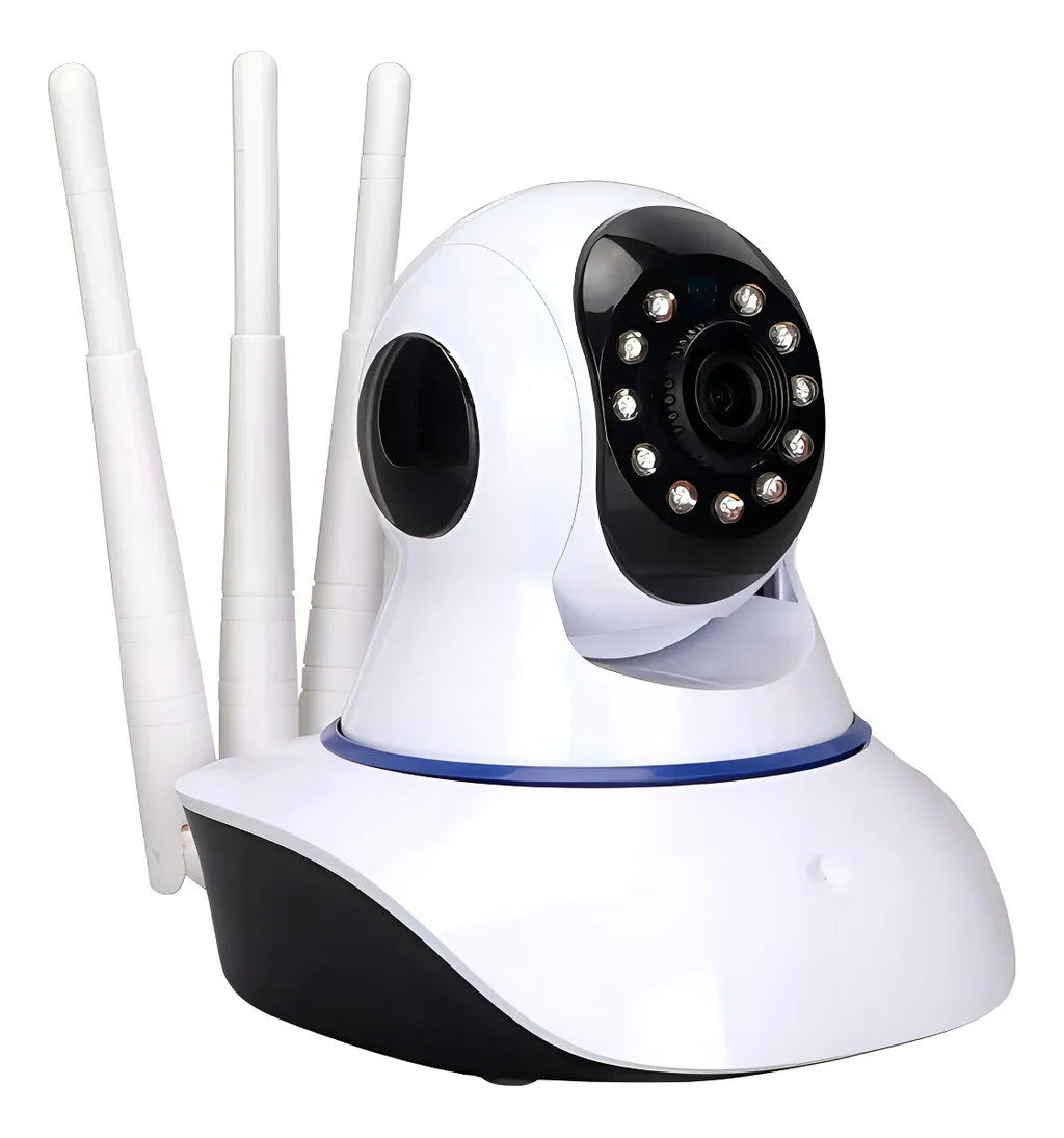 Camara Seguridad Wifi 3 Antenas Motorizada Alta Definicion Color Blanco