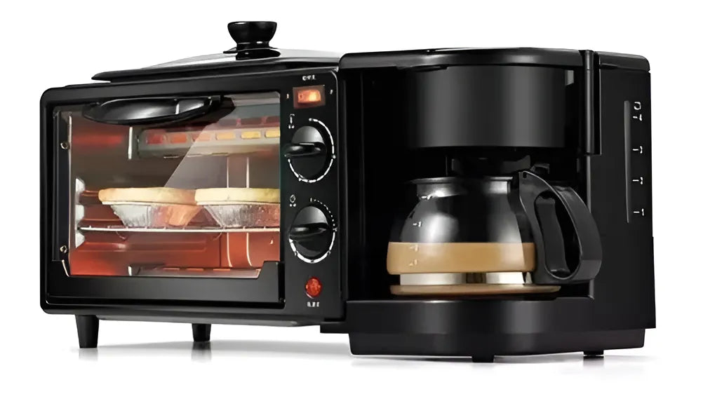 Maquina De Desayuno 3 En 1 Multinacional Horno Freír Color CAFETERA
