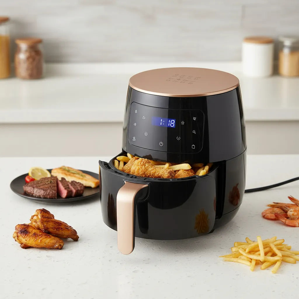 Freidora Aire Airfryer Digital 6 Litros Sin Aceite Color Negro, Verder, Rojo