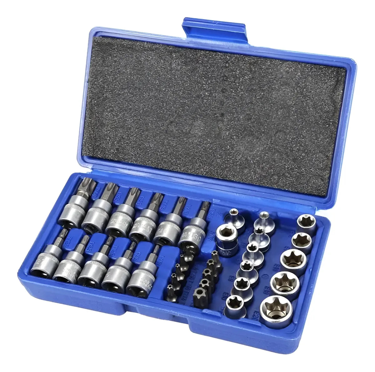 Juego Dados Torx Estrella 3/8 Hembra Macho 34 Pcs Crownman Acero Material Herramienta Resistente