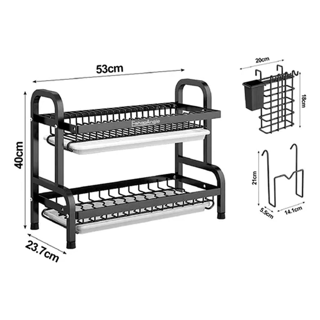 Escurridor Secador De Loza Platos 2 Niveles Metálico Negro