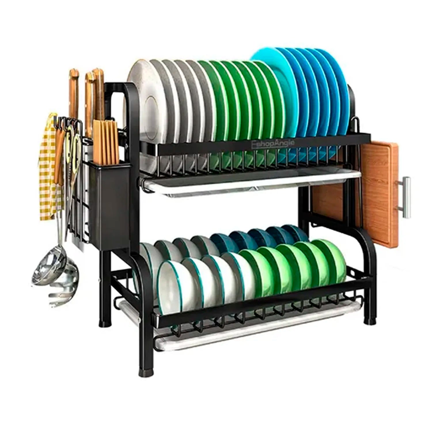 Escurridor Secador De Loza Platos 2 Niveles Metálico Negro